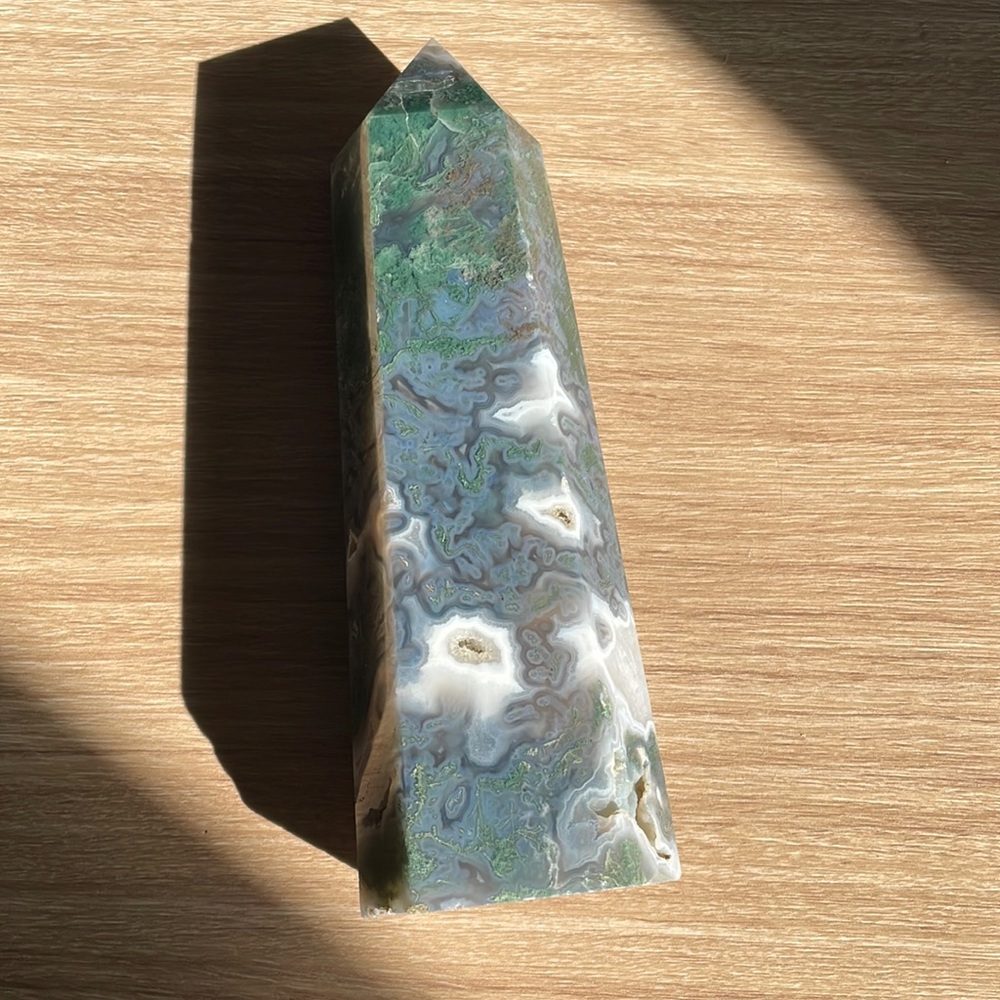 Large Moss Agate tower